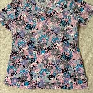 Floral Print Women's Scrub Top